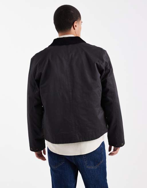 Jack & Jones wax jacket in black, 3 of 5