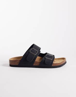 Weiche Sandalen aus Wildlederimitat in Schwarz Schwarz 42