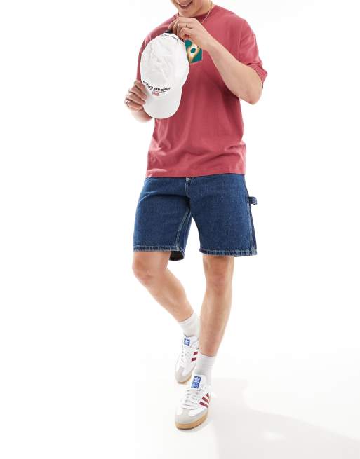 Jack & Jones – Weite Carpenter-Jeansshorts in verwaschenem Mittelblau