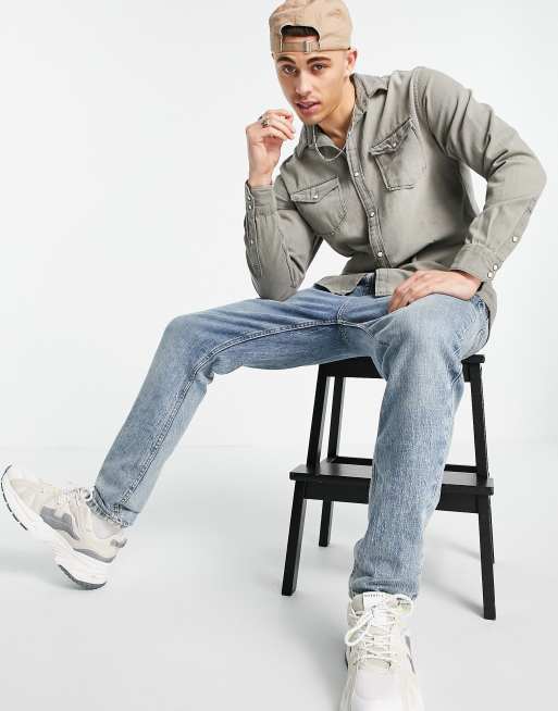 Jack & Jones - Western denim overhemd in grijs