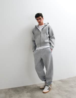 Jack & Jones wide cuffed joggers in grey marl