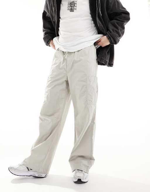 Jack & Jones Wide Fit cargo pants in light grey 