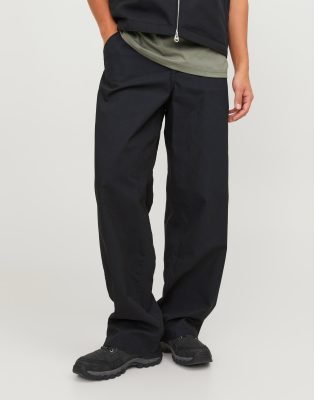 Jack & Jones Wide Fit Carpenter Pants In Black