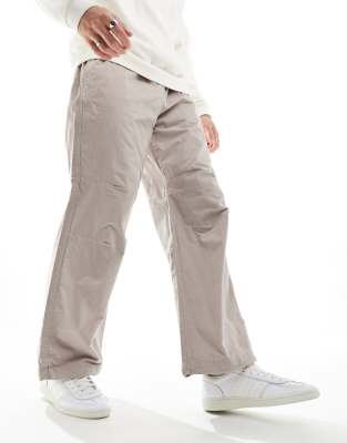 Shop Jack & Jones Wide Fit Corduroy Wide Leg Pants In Neutral