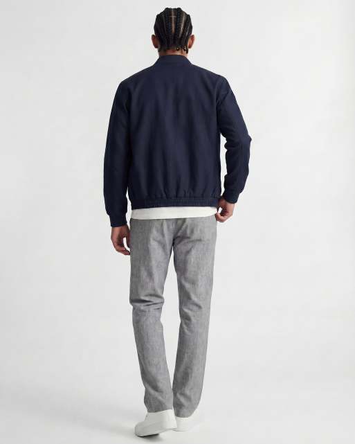 Jack & Jones wide fit drawstring herringbone chino in navy, 3 of 5