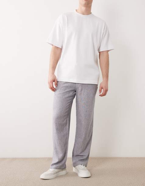 Jack & Jones wide fit drawstring herringbone chinos in navy - view 1