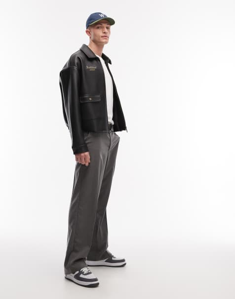 Jack & Jones wide fit tailored trousers in grey