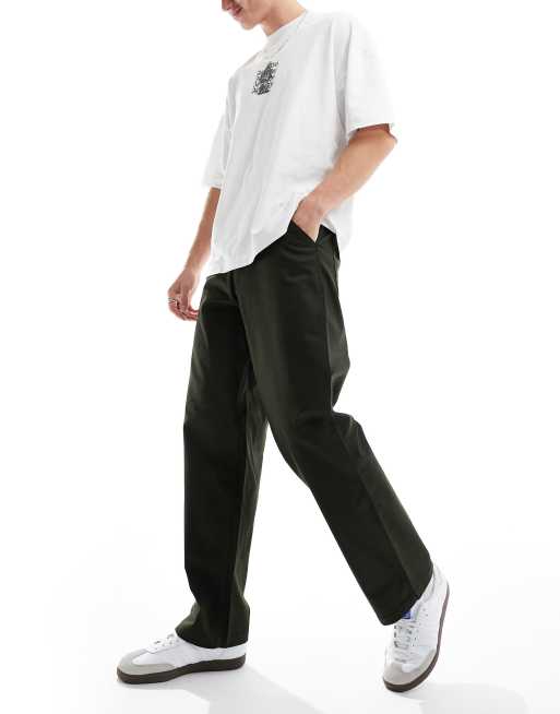 Jack & Jones wide fit worker chinos in dark khaki
