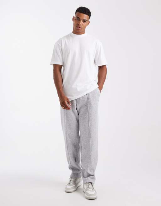 Jack & Jones wide leg jogger with pintuck in grey marl, 2 of 5