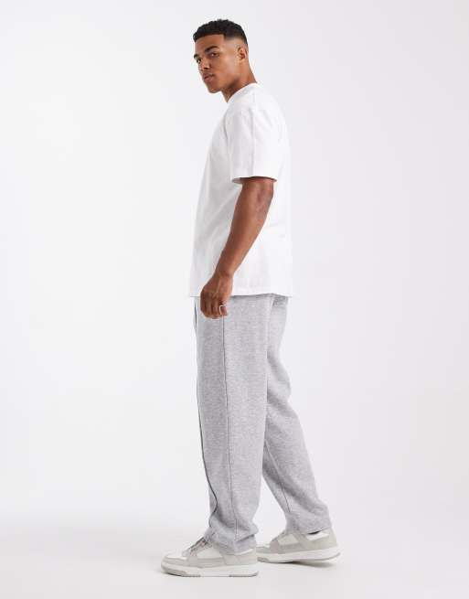 Jack & Jones wide leg jogger with pintuck in grey marl, 3 of 5