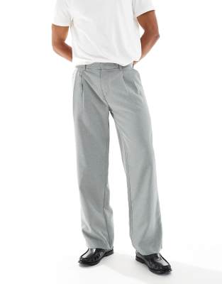 Jack & Jones wide leg pleat front trouser in grey