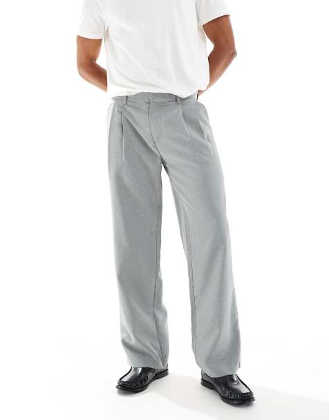 Jack & Jones wide leg pleat front trouser in grey - view 1