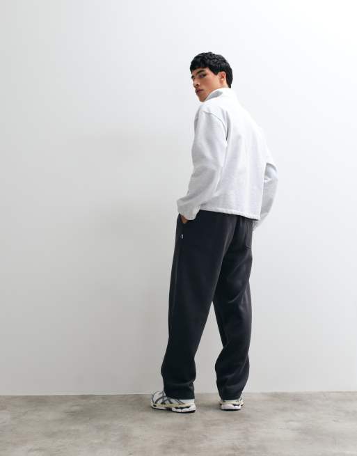 Jack & Jones wide leg sweatpants with pintuck in charcoal gray, 3 of 5