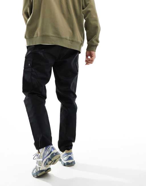 Men's Drawstring Cargo Pants in Black