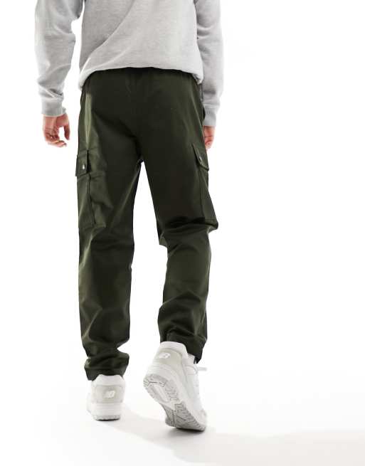 Jack & Jones wide leg tapered drawstring cargo pants in dark green