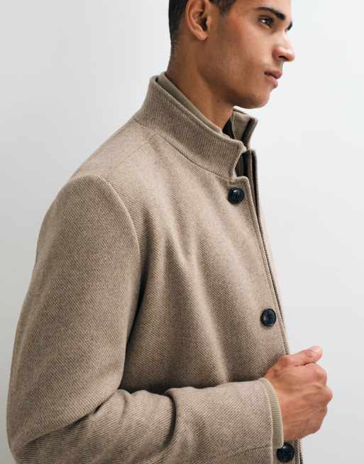 Jack & Jones wool blend coat with high collar in beige, 4 of 5