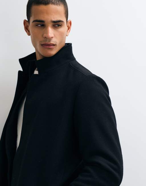Jack & Jones wool blend coat with high collar in black, 3 of 5