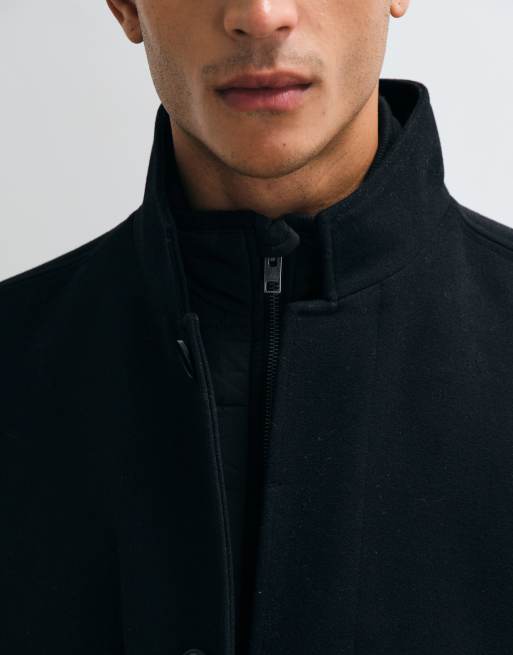Jack & Jones wool blend coat with high collar in black, 4 of 5