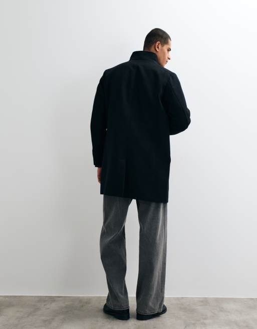Jack & Jones wool blend coat with high collar in black, 5 of 5