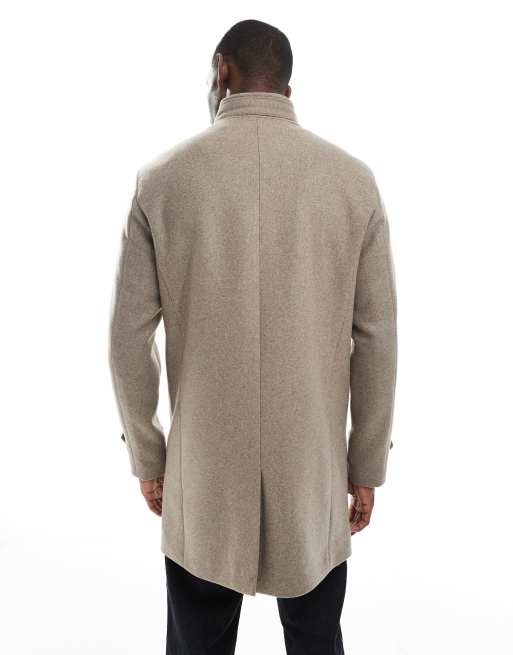 Jack & Jones wool blend funnel neck coat in beige, 5 of 5