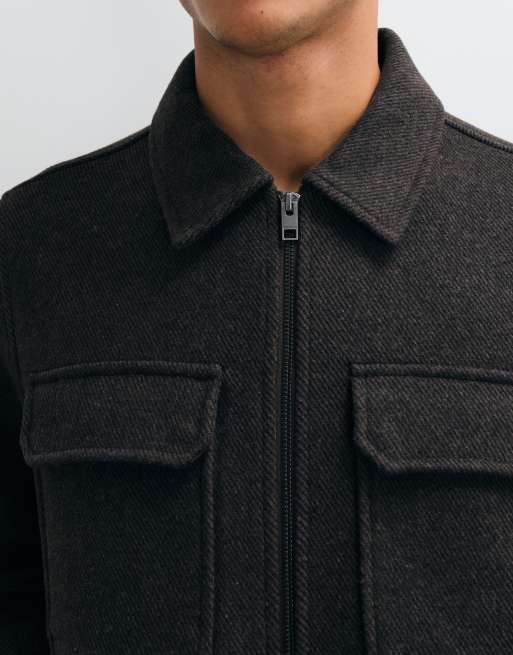 Jack & Jones wool blend jacket in chocolate brown, 3 of 5