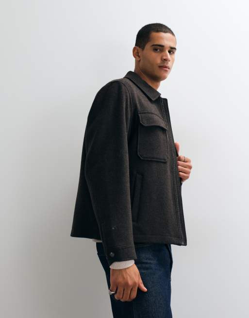 Jack & Jones wool blend jacket in chocolate brown, 5 of 5