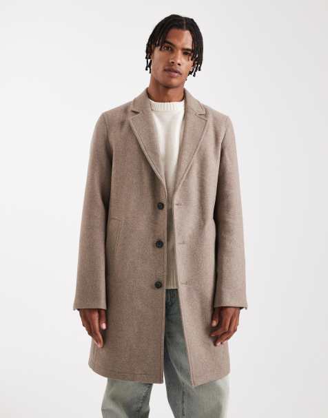 Jack & Jones wool blend overcoat in beige - view 1