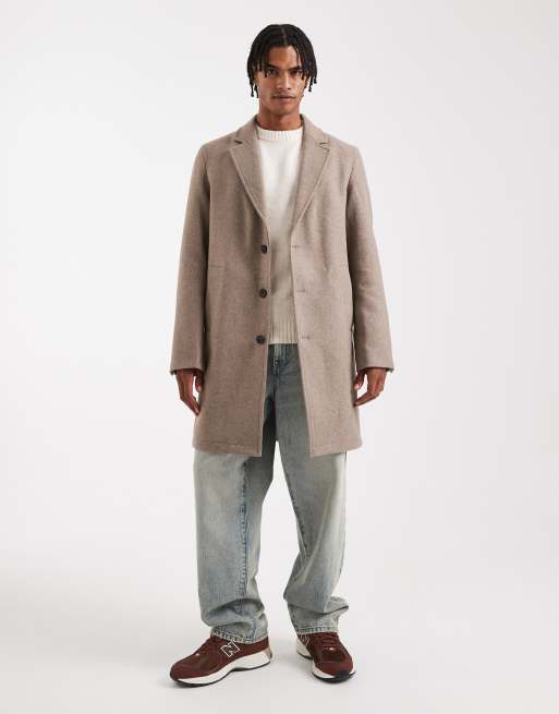 Jack & Jones wool blend overcoat in beige, 2 of 5