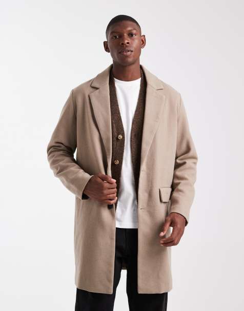Jack & Jones wool blend overcoat in beige - view 1