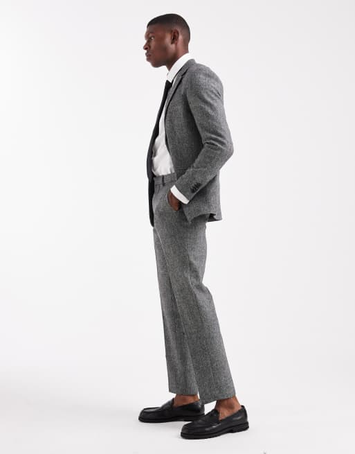 Jack & Jones wool blend suit pants in slim fit grey texture, 3 of 5