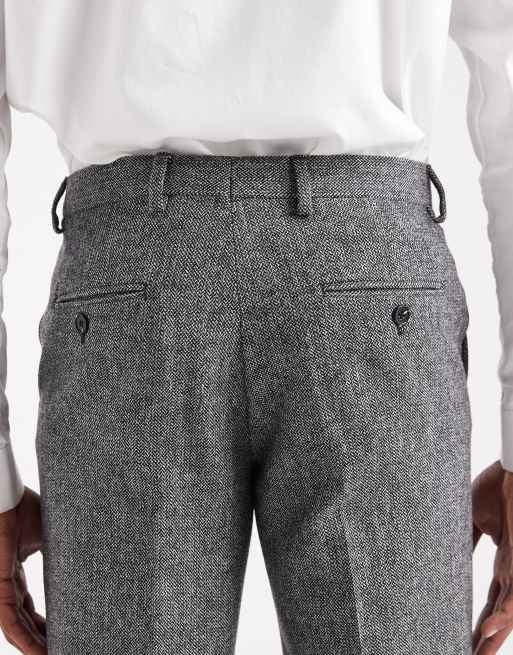 Jack & Jones wool blend suit pants in slim fit grey texture, 4 of 5