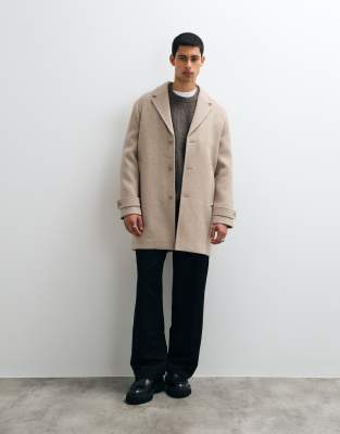 Jack & Jones Wool Coat In Neutral