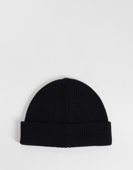 Jack & Jones wool fisherman beanie in black, 3 of 3