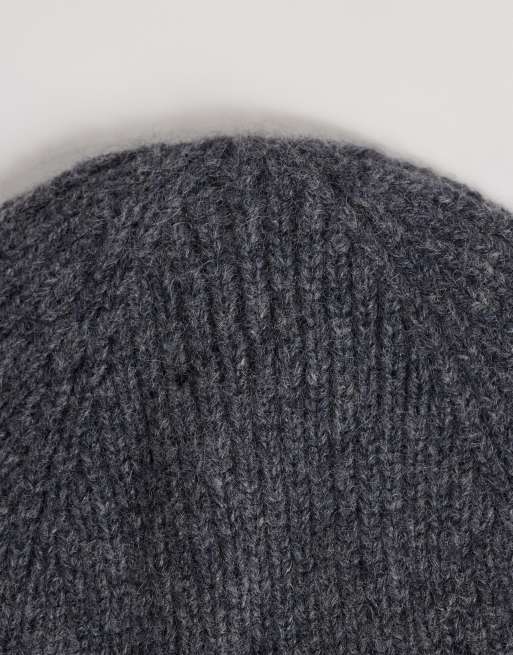 Jack & Jones wool fisherman beanie in grey, 2 of 3
