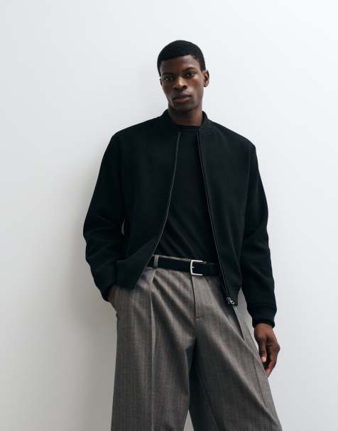 Jack & Jones wool look bomber jacket in black - view 1