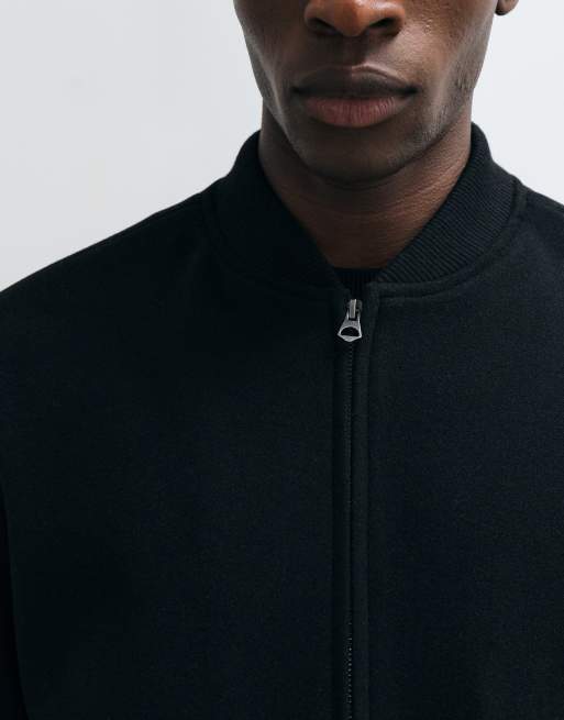 Jack & Jones wool look bomber jacket in black, 2 of 5