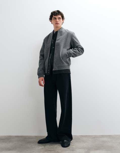 Jack & Jones wool look bomber jacket in grey - view 1
