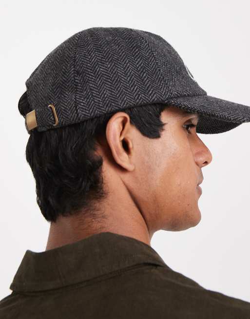 Jack & Jones wool look herringbone cap in gray | ASOS