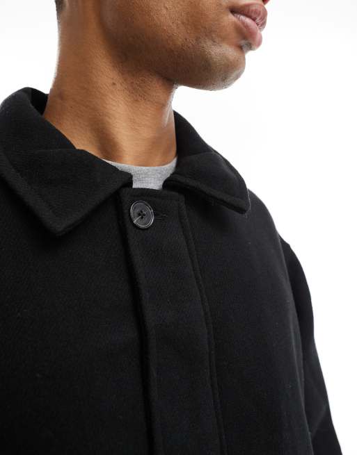 Jack & Jones wool mix zip through harrington in black | ASOS