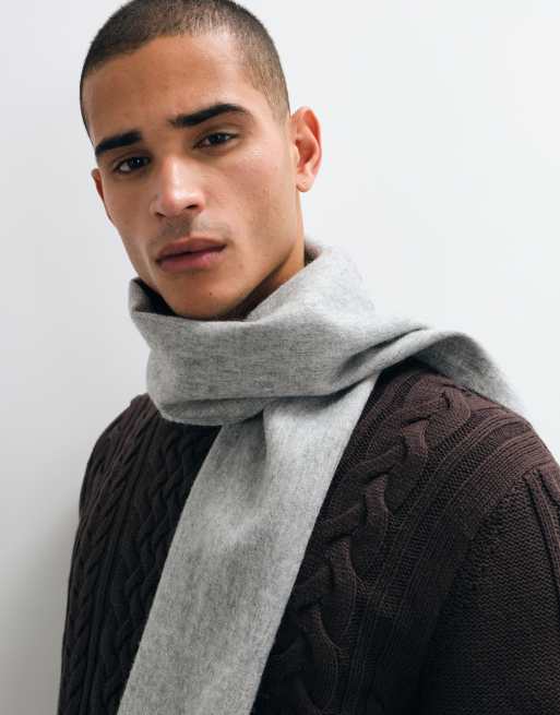 Jack & Jones wool tassel scarf in grey, 2 of 3
