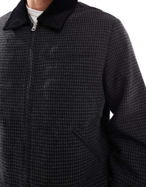 Jack & Jones wool worker jacket in black check