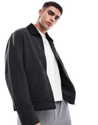 wool worker jacket in black plaid