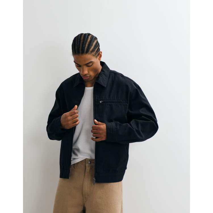 cowboy jacket XL ブラック　黒　black Jack & Jones worker jacket in black | ASOS