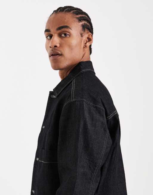Jack & Jones workwear raw wash denim jacket in dark blue - part of a set, 4 of 5