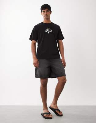 Jack & Jones World Cup Italy T-shirt in black | ASOS
