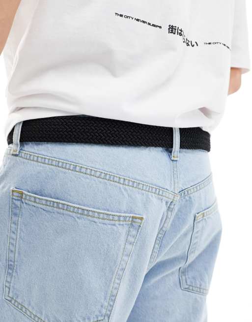 Jack & Jones woven belt with buckle in black, 4 of 4