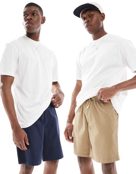 Jack & Jones 2 pack chino shorts in tan and navy