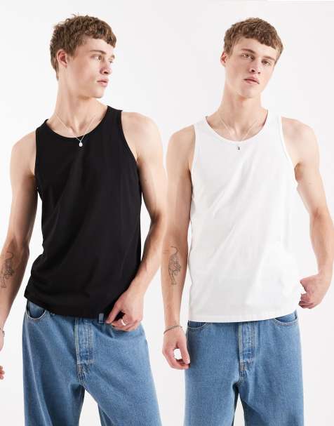 Jack & Jones – Zestaw 2 topów bez rękawów, w kolorach białym i czarnym - view 1