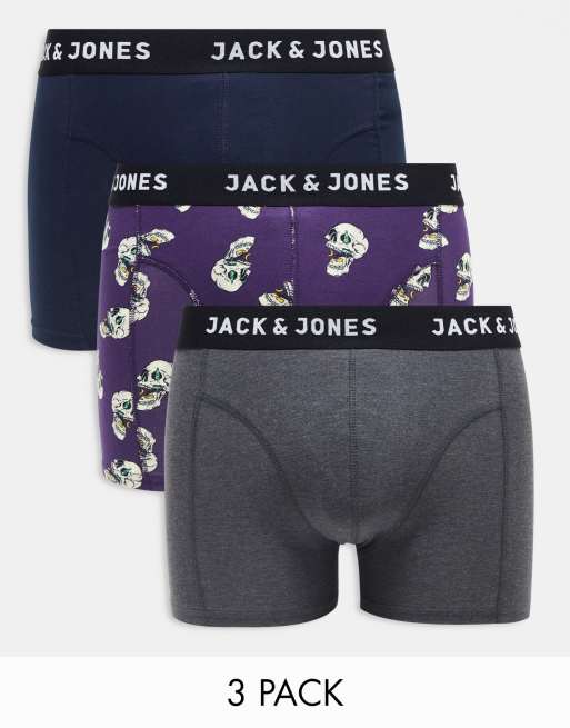 Jack & Jones – Zestaw 3 par bokserek w czaszki