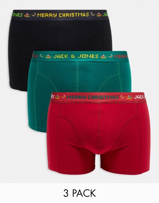 Jack & Jones – Zestaw 3 par świątecznych bokserek w różnych kolorach